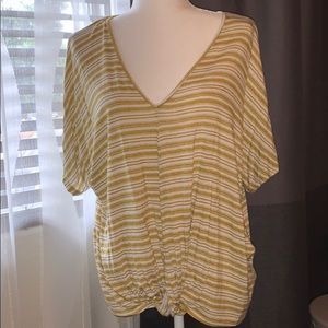 🌼 Loft Mustard Yellow & White Striped Shirt